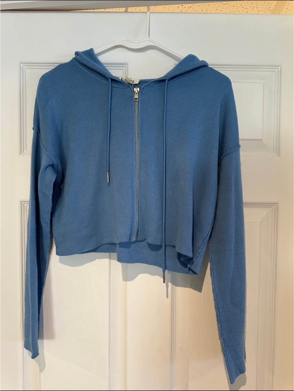 Garage Blue Cropped Zip Hoodie